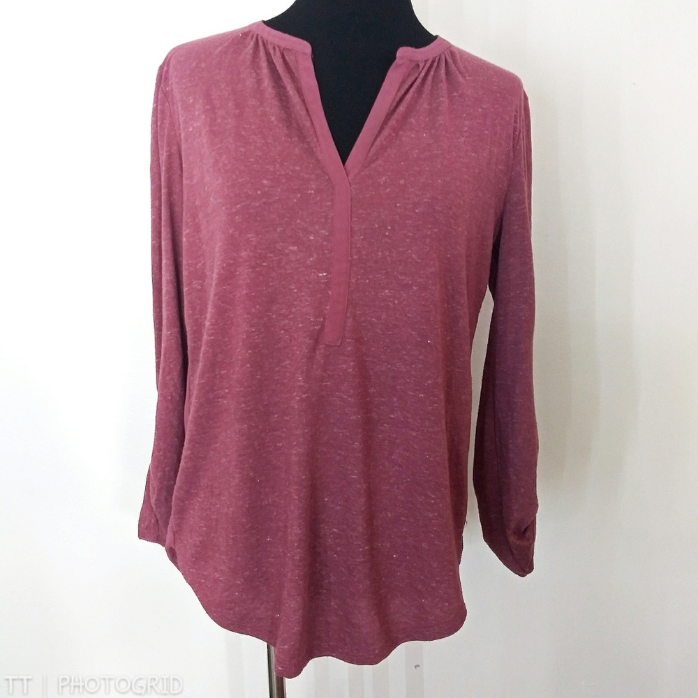 Loft semi sheer back 3/4 sleeve top